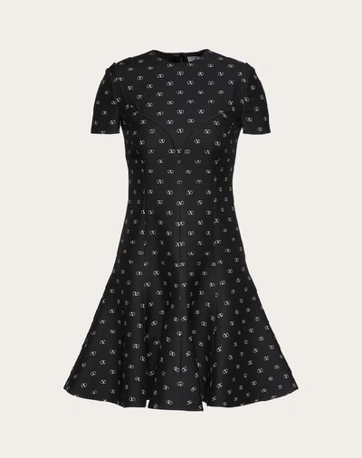 Shop Valentino Mini Vlogo Crepe Couture Dress In Black