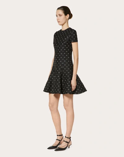 Shop Valentino Mini Vlogo Crepe Couture Dress In Black