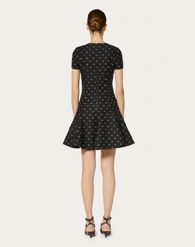 Shop Valentino Mini Vlogo Crepe Couture Dress In Black