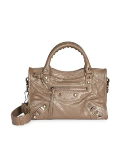 Shop Balenciaga Women's Small City Arena Leather Satchel In Elephant