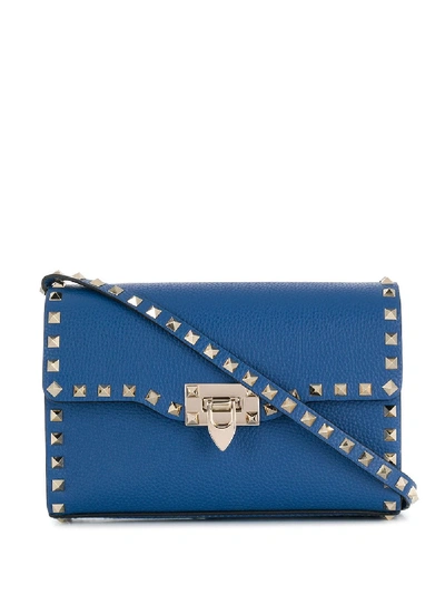 Shop Valentino Garavani Small Rockstud Shoulder Bag - Blue