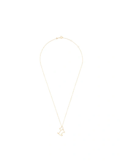 Shop Aliita 9kt Yellow Gold Diamond Dog Pendant Necklace In J1000 Yellow Gold