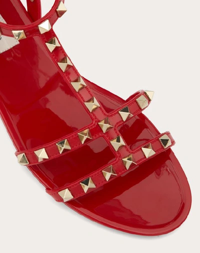 Shop Valentino Garavani Rockstud Flat Rubber Sandal In Rouge Pur