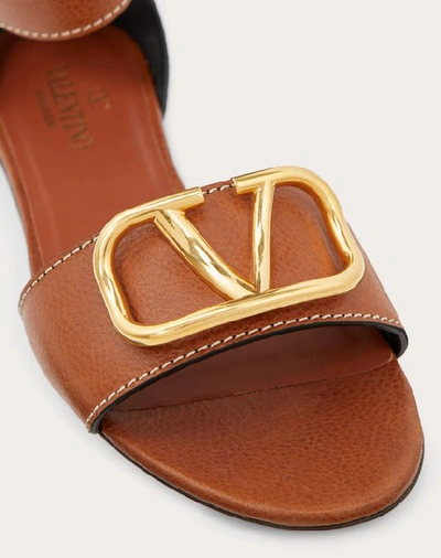 Shop Valentino Garavani Vlogo Cowhide Sandal In Tan