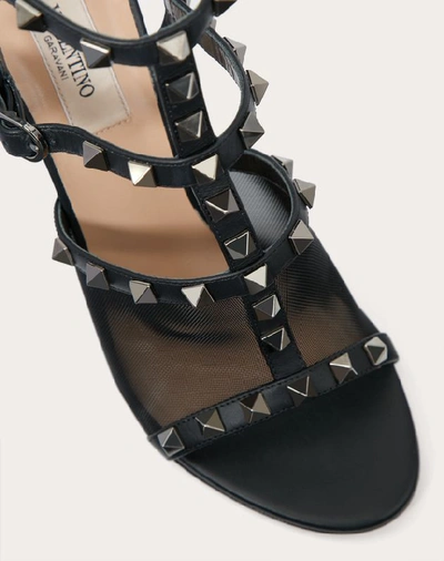 Shop Valentino Garavani Rockstud Mesh Ankle Strap Sandal 105 Mm In Black