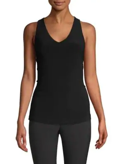 Shop Donna Karan Icons Sleeveless V-neck Top In Black