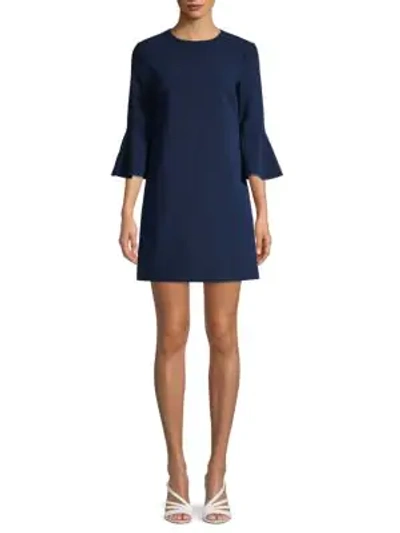 Shop Alice And Olivia Thym Trumpet-sleeve Shift Dress In Sapphire