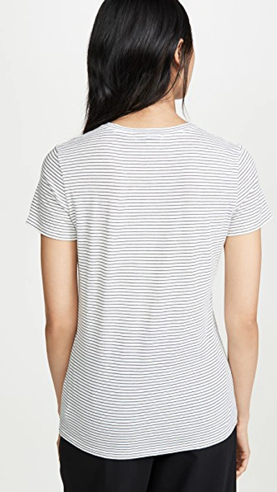 Shop Vince Skinny Stripe Crew Tee In Off White/hematite