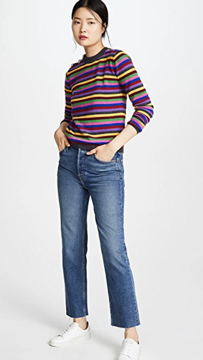 Shop Ganni Cashmere Knit Sweater In Multicolor