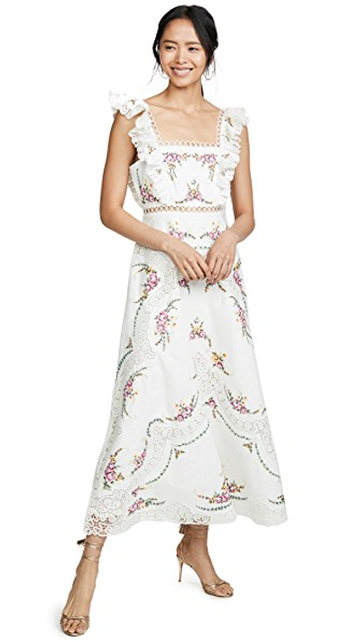 Shop Zimmermann Allia Cross Stitch Long Dress In Ivory
