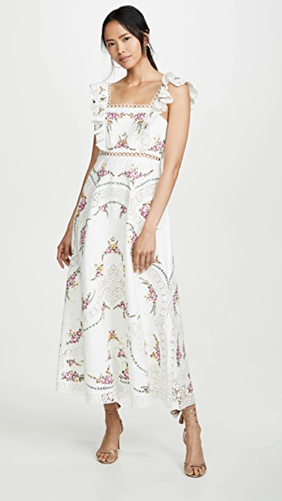 Shop Zimmermann Allia Cross Stitch Long Dress In Ivory