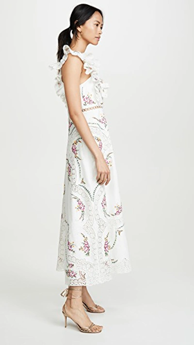 Shop Zimmermann Allia Cross Stitch Long Dress In Ivory