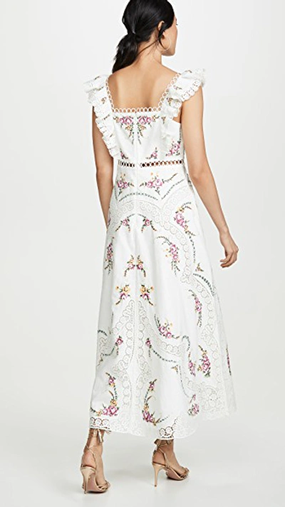 Shop Zimmermann Allia Cross Stitch Long Dress In Ivory