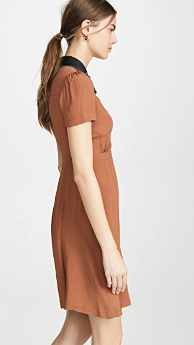 Shop N°21 Contrast Collar Mini Dress In Pale Brown