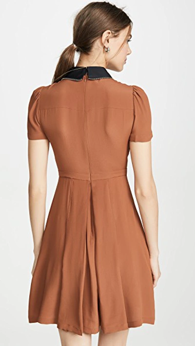 Shop N°21 Contrast Collar Mini Dress In Pale Brown