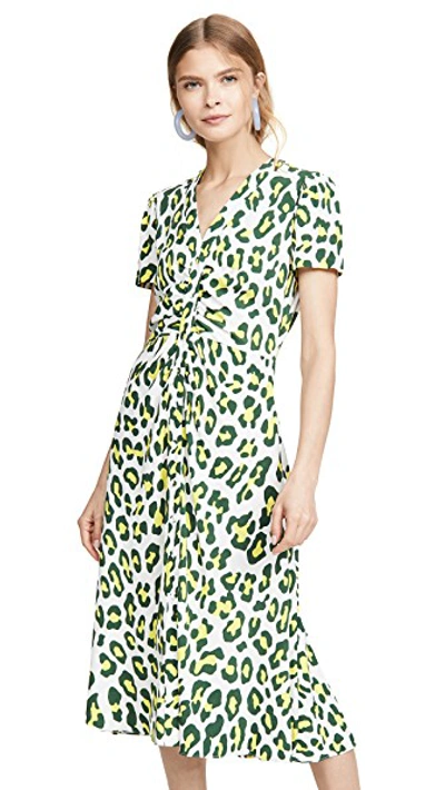 Shop Diane Von Furstenberg Cecilia Dress In Summer Leopard Sulfur