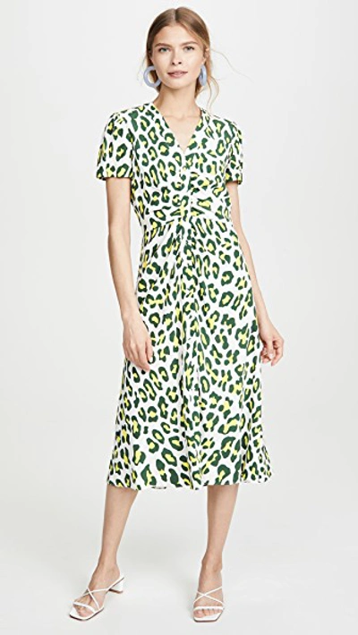 Shop Diane Von Furstenberg Cecilia Dress In Summer Leopard Sulfur
