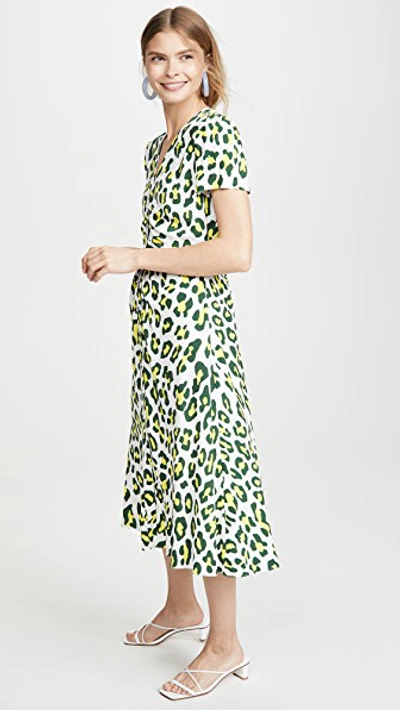 Shop Diane Von Furstenberg Cecilia Dress In Summer Leopard Sulfur