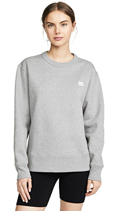 Shop Acne Studios Fairview Face Sweatshirt In Light Grey Melange