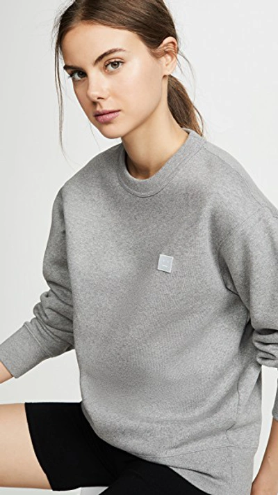 Shop Acne Studios Fairview Face Sweatshirt In Light Grey Melange