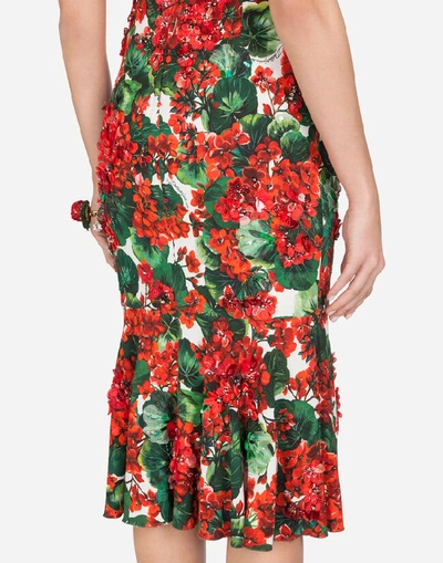 Shop Dolce & Gabbana Portofino-print Cady Midi Dress In Floral Print