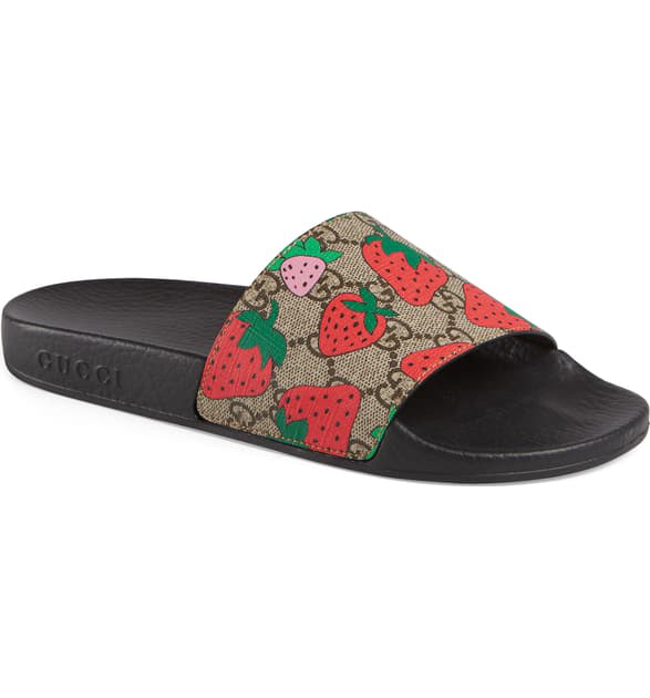 gg gucci strawberry slide sandal