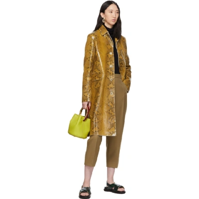 Shop Marni Tan Snake Print Coat In 00m28 Cigar