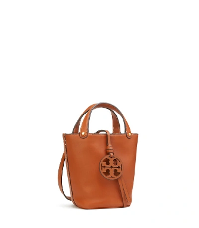 Shop Tory Burch Miller Mini Bucket Bag In Aged Camello
