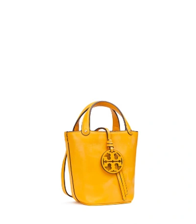 Shop Tory Burch Miller Mini Bucket Bag In Deep Daffodil