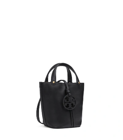 Shop Tory Burch Miller Mini Bucket Bag In Black