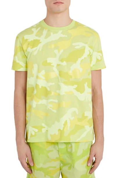 Shop Valentino Camo T-shirt In Yellow Multi