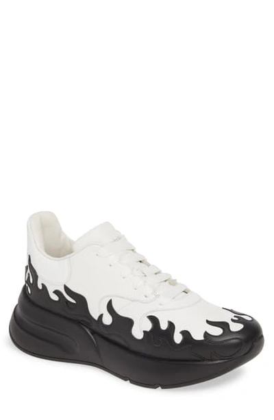 Shop Alexander Mcqueen Oversize Runner Sneaker In White/ Black/ White