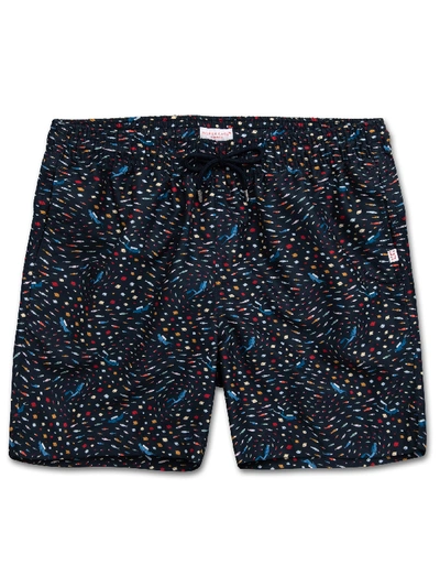 Shop Derek Rose Men's Classic Fit Swim Shorts Maui 22 Navy