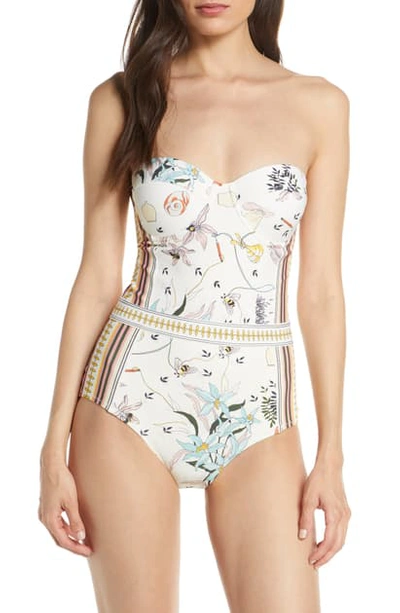 Shop Tory Burch Print Underwire One-piece Swimsuit In Ivory Poetry Of Things