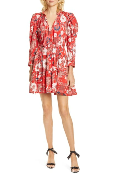 Shop Ulla Johnson Liv Long Sleeve Minidress In Scarlet