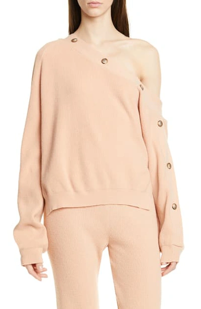 Shop Nanushka Camerin One-shoulder Sweater In Apricot