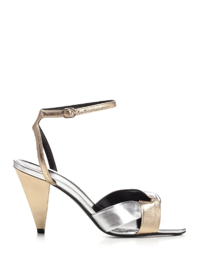 Shop Celine Triangle Heeled Sandals In Multi