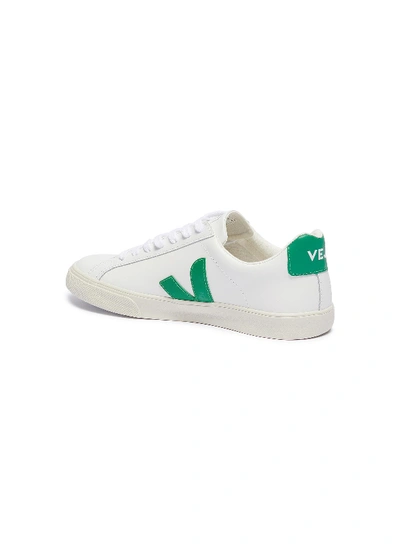 Shop Veja 'esplar' Leather Sneakers In White / Emeraude