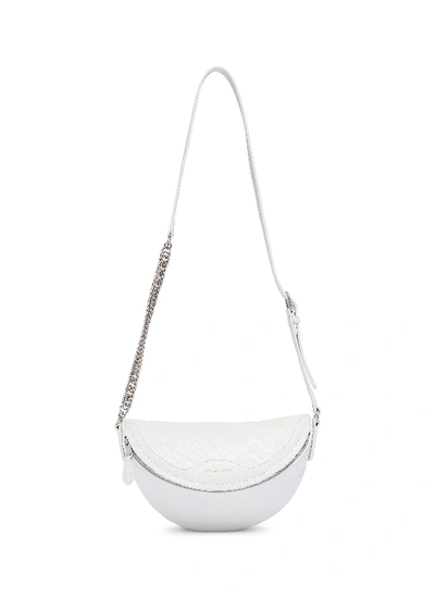 Shop Balenciaga 'souvenir Xxs' Logo Embossed Leather Bum Bag In White