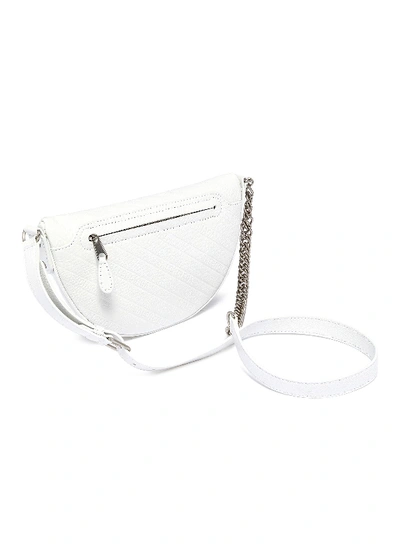 Shop Balenciaga 'souvenir Xxs' Logo Embossed Leather Bum Bag In White