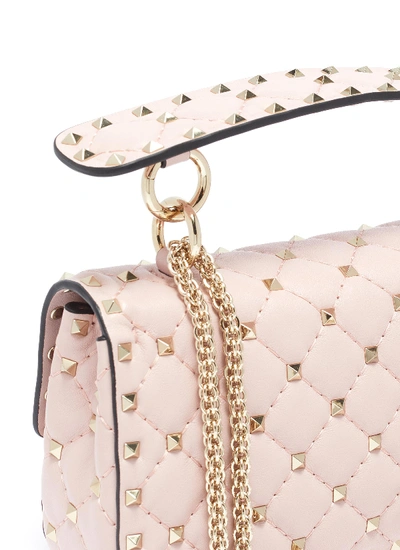 Shop Valentino 'rockstud Spike' Small Quilted Leather Shoulder Bag In Pale Pink