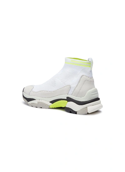 Shop Ash 'addict Stretch' Chunky Outsole Sock Knit High Top Sneakers In White / Fluo Yellow / White