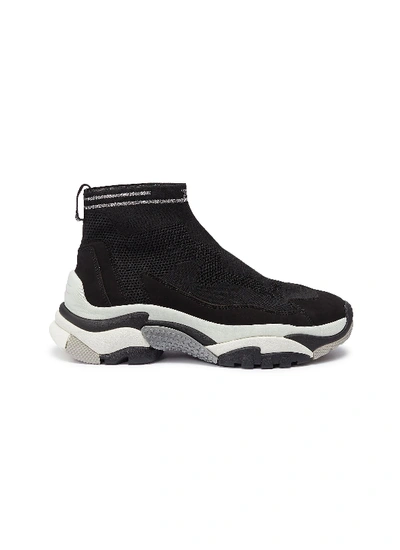 Shop Ash 'addict Stretch' Chunky Outsole Sock Knit High Top Sneakers In Black / Silver