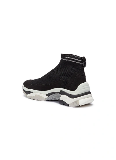 Shop Ash 'addict Stretch' Chunky Outsole Sock Knit High Top Sneakers In Black / Silver