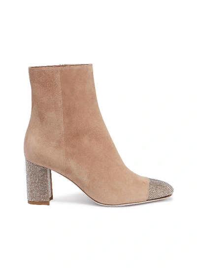 Shop René Caovilla Strass Toe Suede Ankle Boots