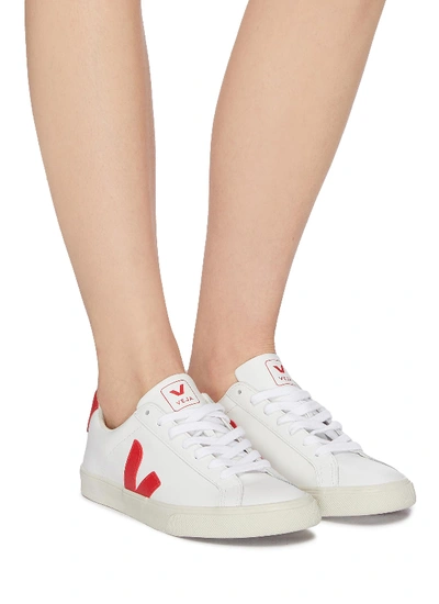 Shop Veja 'esplar' Leather Sneakers In White / Pekin