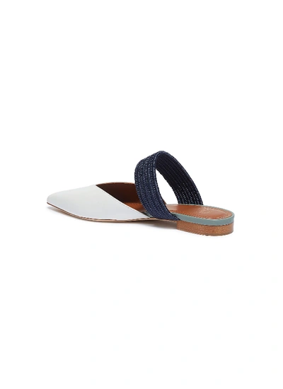 Shop Malone Souliers 'maisie' Braided Band Leather Slides In White / Navy