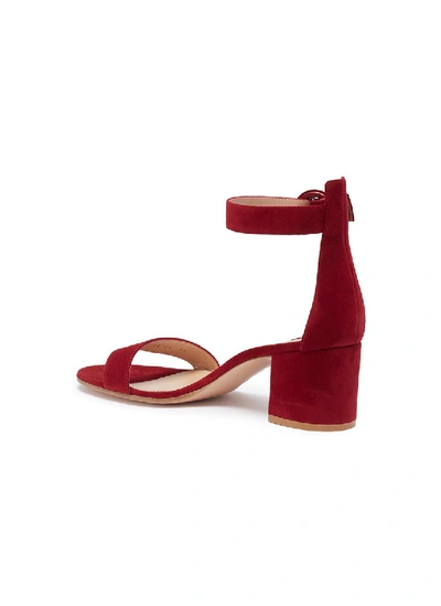Shop Gianvito Rossi 'versilia' Ankle Strap Suede Sandals In Wine Red