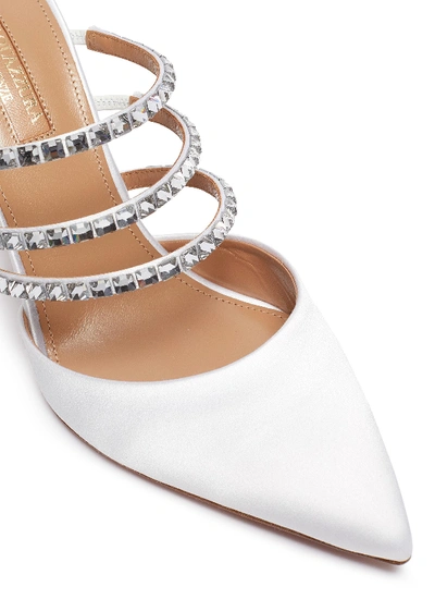 Shop Aquazzura 'donata' Swarovski Crystal Strappy Satin Mules