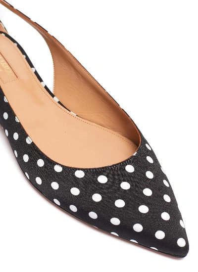 Shop Aquazzura 'deneuve' Bow Cutout Polka Dot Skimmer Flats In Black / Polka Dot